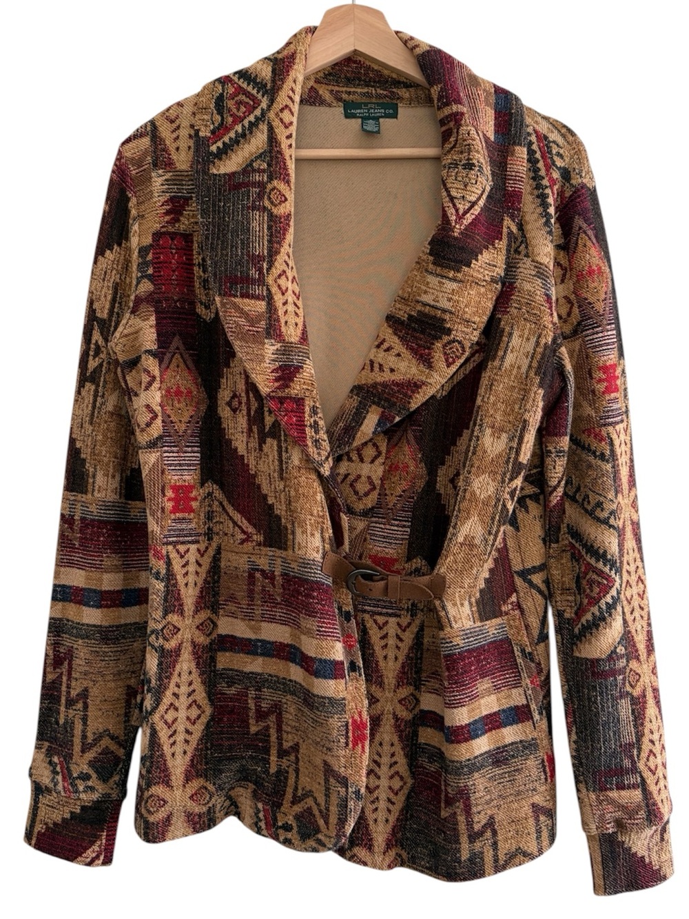 Lauren Ralph Lauren Jean Co Southwestern Aztec Knit Jacket Blazer Boho Cowgirl S